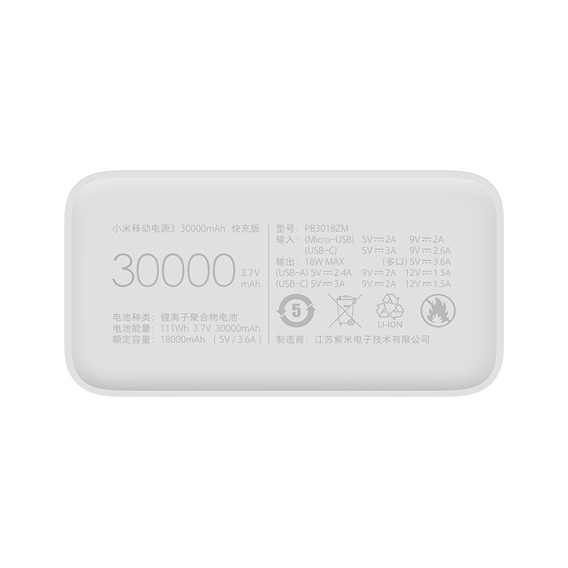 Pin dự phòng 30000mAh Gen3 Xiaomi 2020 sạc nhanh 18w