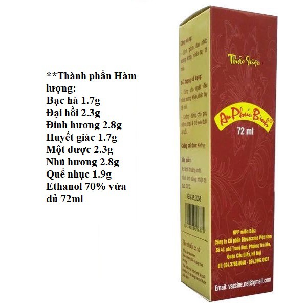 dầu nóng xoa bóp thảo dược an phúc bình