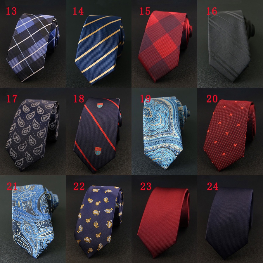 Cà Vạt Lụa Ôm Dáng Họa Tiết Kẻ Sọc / Chấm Bi 6CM Phong Cách Doanh Nhân Cho Chú Rể