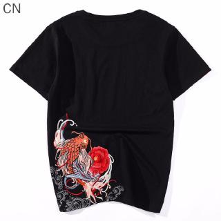 Áo Thun Ngắn Tay Thêu Họa Tiết Phong Cách Trung Hoa Cho Nam