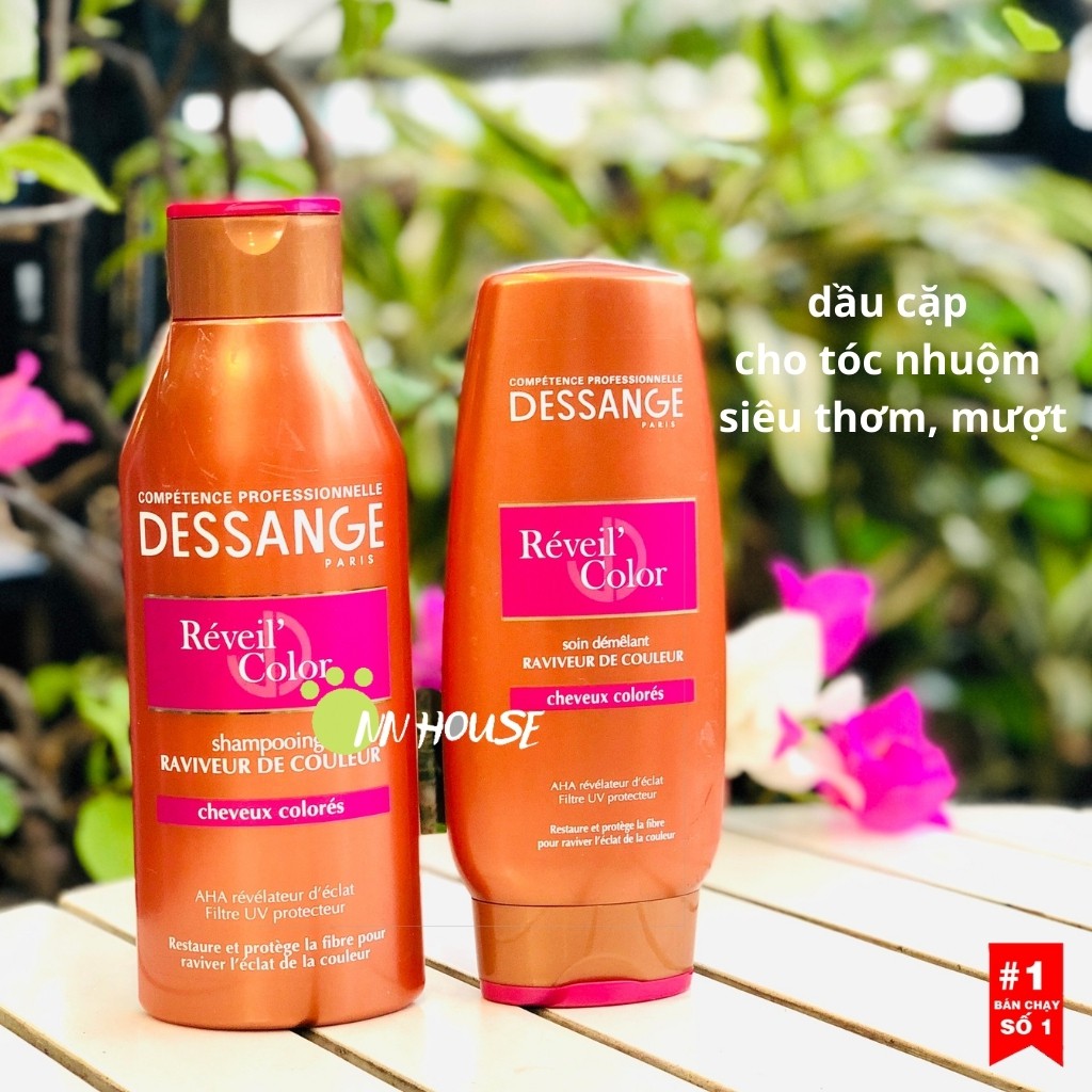 Dầu gội Dessange Reveil Color nâu dành cho tóc nhuộm nội địa Pháp - dầu cặp thơm, mượt tóc, giữ mầu - gội xả - NN HOUSE