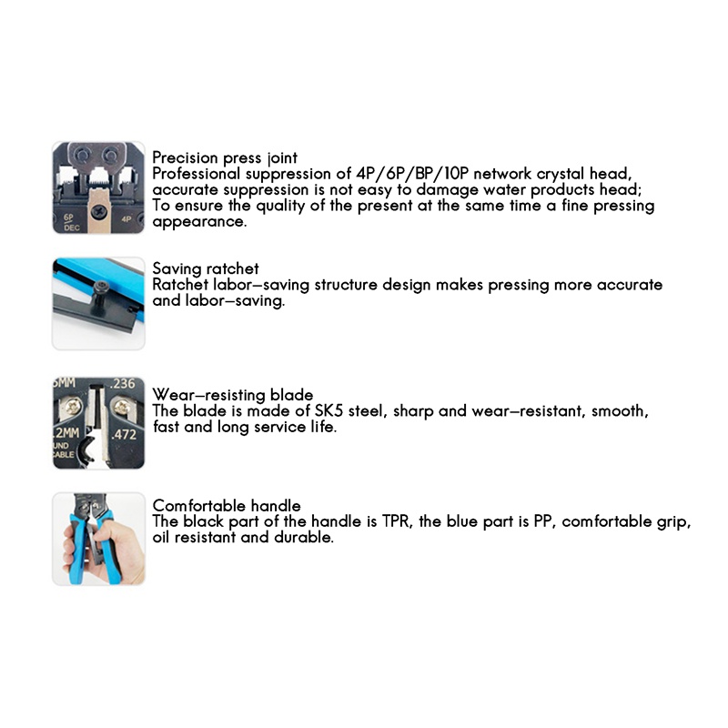 Kềm Cắt Dây Mạng RJ45 10P 8P 6P 4P RJ45 RJ11 RJ12 RJ50