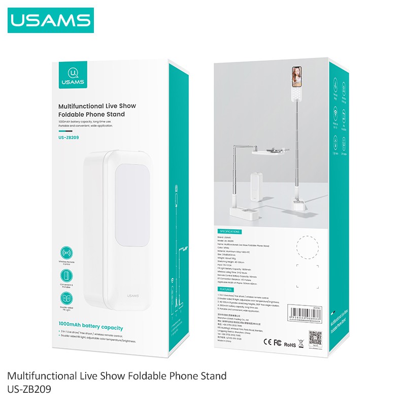 Usams Vòng Đèn LED 1000mA Hỗ Trợ Live YouTube TikTok Kèm Điều Khiển Từ Xa