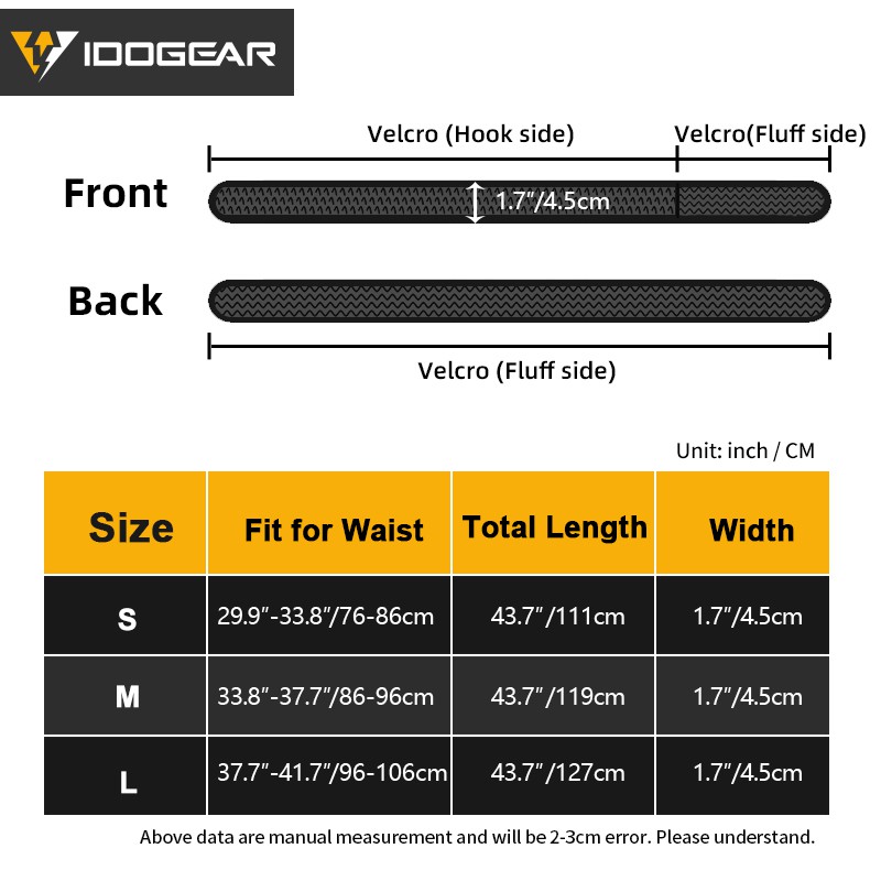 IDOGEAR Tactical Inner Belt Men's Belt 1.7 "Black Nylon Material 3418