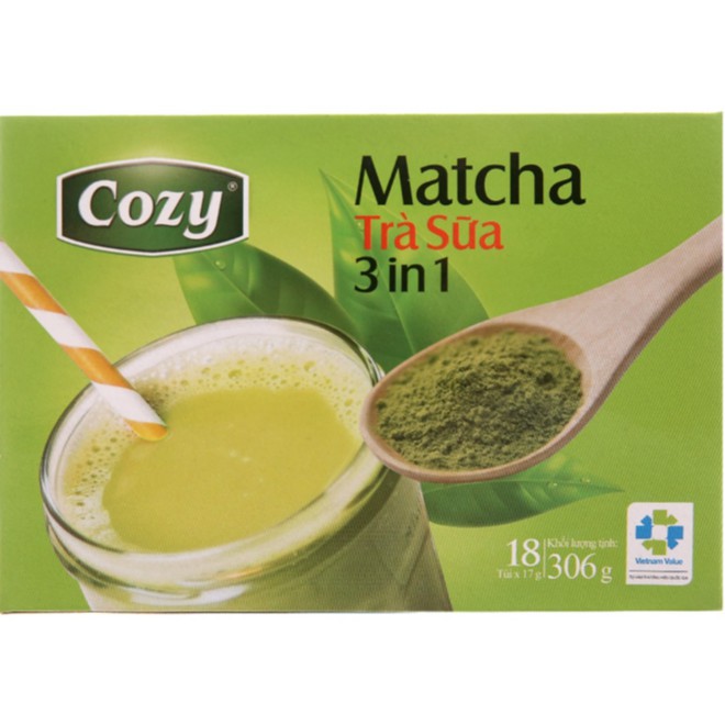 Trà Sữa Matcha Cozy 3 Trong 1 Hộp 306g (17g x 18 túi)