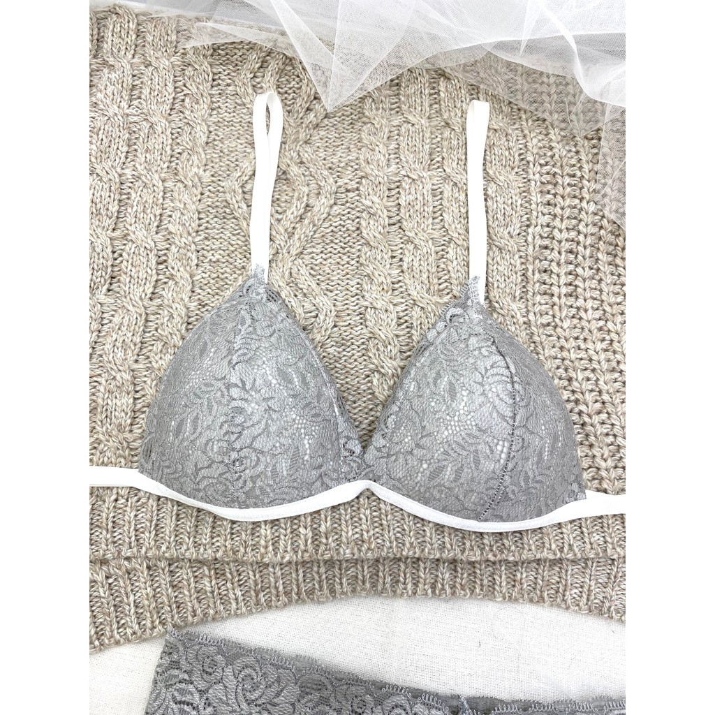 👙 Bra thiết kế sexy 👙 Đồ lót nữ sexy màu xám lông chuột vải ren cao cấp thoáng khí gồm áo + quần (hình thật 100%) | BigBuy360 - bigbuy360.vn
