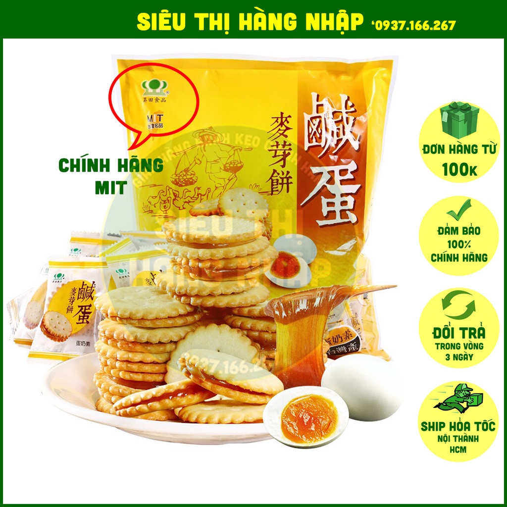 [Chính hãng MIT] Bánh quy kẹp trứng muối 500g Đài Loan, ăn vặt vừa ngon vừa rẻ