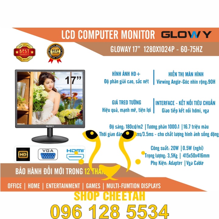 Màn hình LCD Gloway 17 inch - Full HD 1280 x 1024P - Chính hãng – Bảo hành 24 tháng