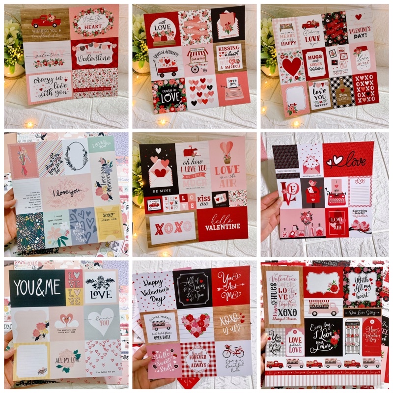 Tag, card họa tiết tình yêu lẻ trang trí love box, scrapbook, khung ảnh nổi