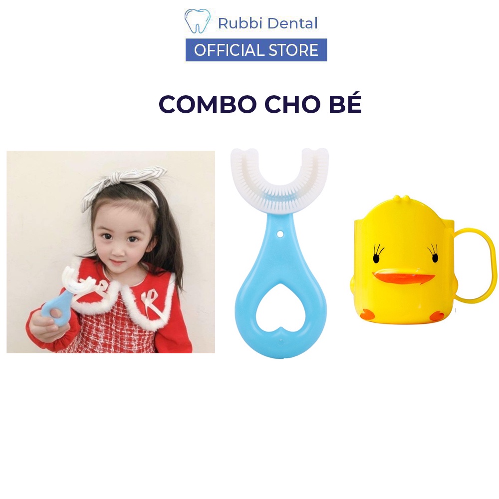Cốc đánh răng con vịt có tay cầm vệ sinh răng miệng