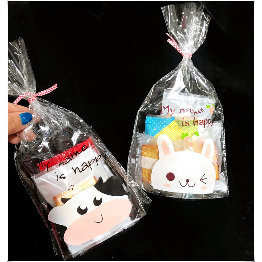 10 Túi cột bánh Thỏ Happy ⚡ SIÊU HOT ⚡ túi cột đựng bánh xinh xắn độc đáo lạ mắt