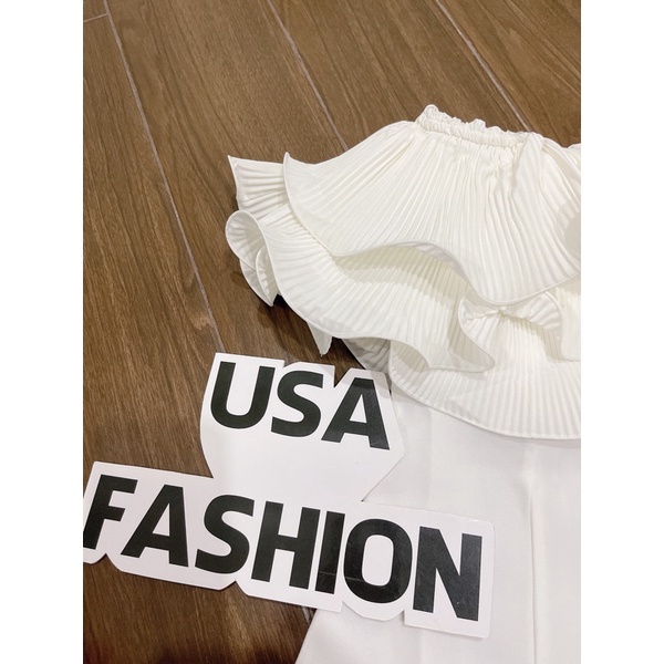 Áo peplum bẹt vai ( trễ vai) bèo tầng dập ly 2M siêu sang nàng diện đi chơi, dự tiệc - Usa fashion