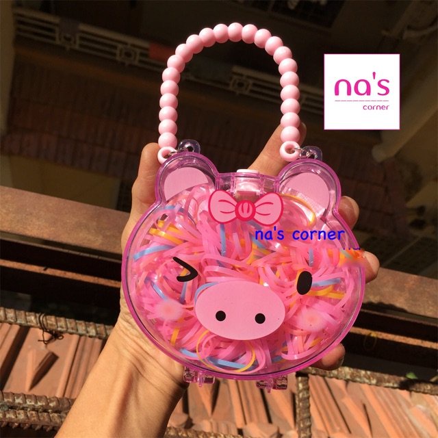 Hộp ví kèm thun cột tóc Thái siêu dày có tay xách cho bé nhiều mẫu dễ thương