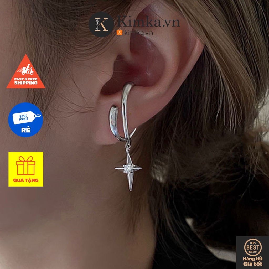 (0554) Khuyên Kẹp Vành Tai Sáng Tạo Mặt Hình Học Retro Cá Tính