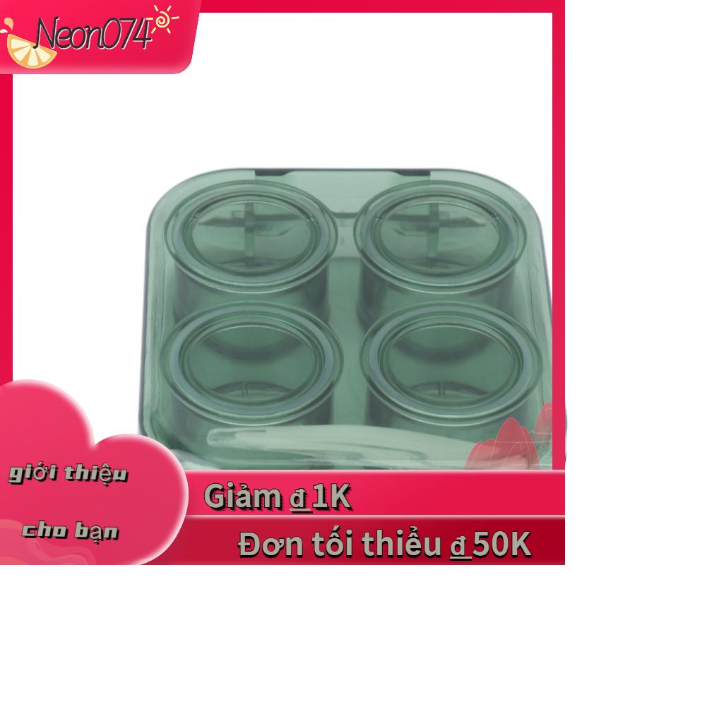 [Hàng mới về] Hộp bảo quản kính áp tròng màu xanh lá di động có nhíp và thanh đeo tiện dụng khi đi du lịch