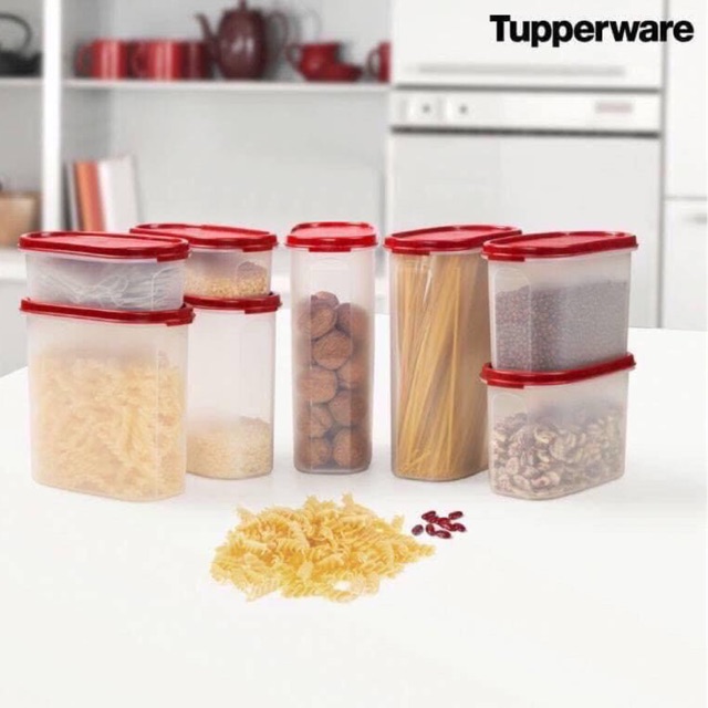 tupperware Bộ kệ bếp hộp trữ đồ khô oval 8 / vuông oval 9