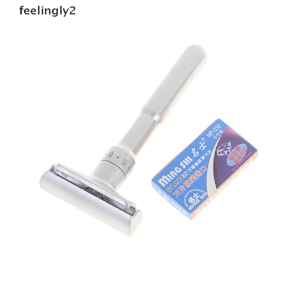 Dao Cạo Râu Với Tay Cầm Đôi Kiểu Cổ Điển Kèm 5 Lưỡi Dao Cạo Chuyên Dụng Cho Salon Làm Tóc