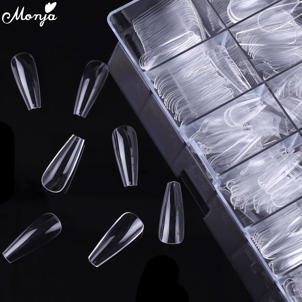 Monja Bộ 500 Móng Tay Giả Bằng Acrylic Trong Suốt