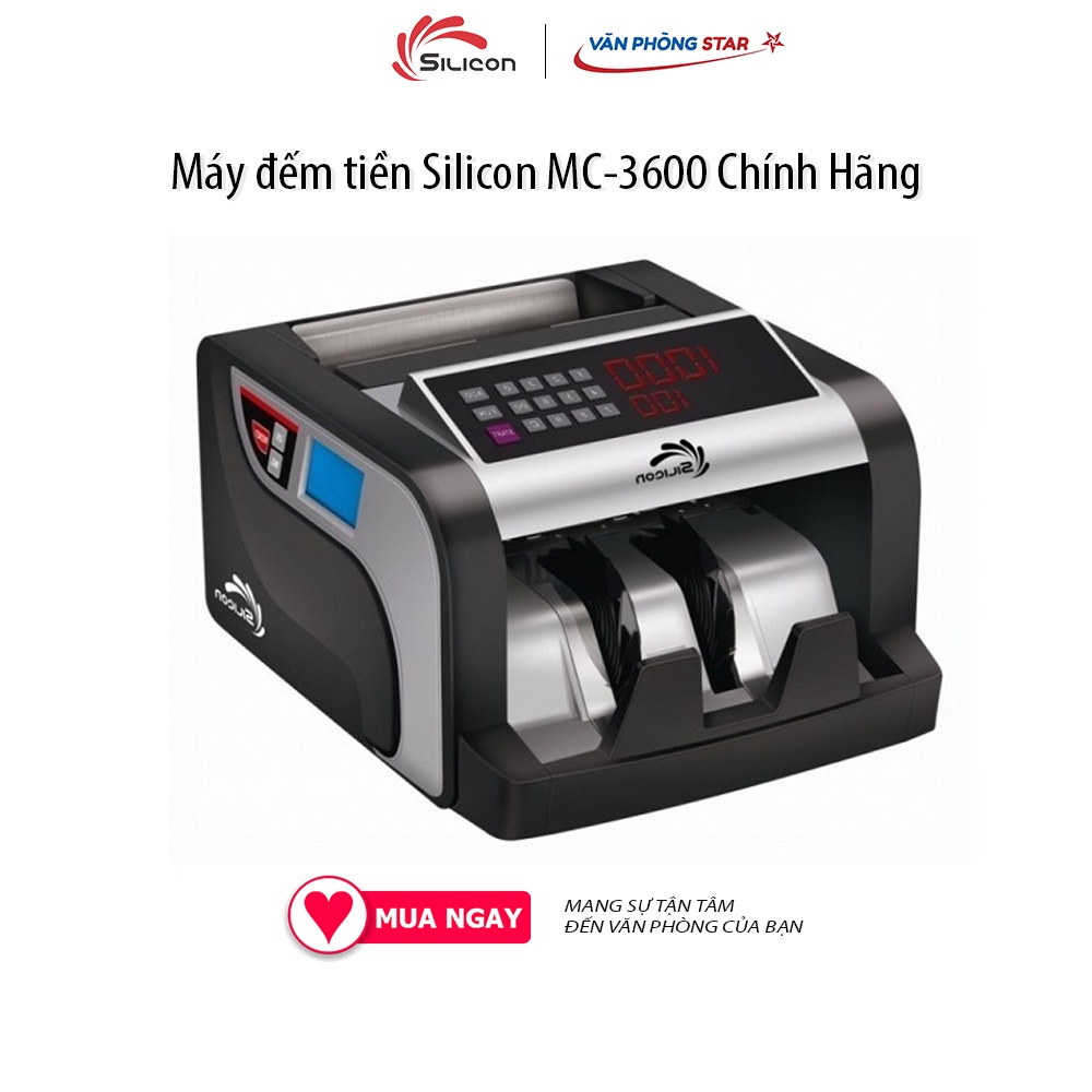 Máy Đếm Tiền Thông Minh Phát Hiện Tiền Siêu Giả Silicon MC-3600 tốc độ đếm 1000 tờ/phút, Phát hiện tiền giả thường
