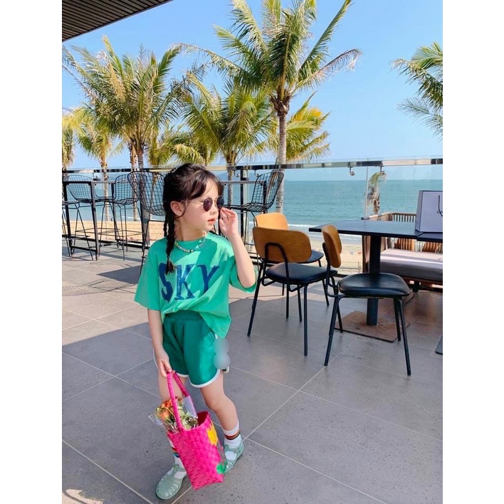 Lyvyshop- (Cotton SG chính phẩm) Bộ cộc tay form Croptop cho bé gái 09-28kg (giá 01 bộ)