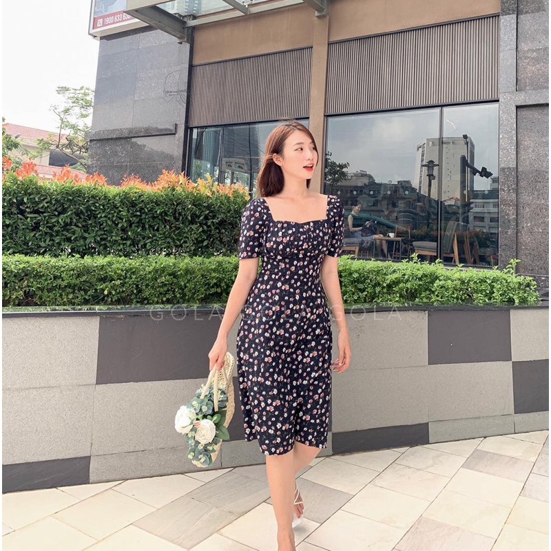 Đầm NOVA cổ vuông cách điệu cổ xếp ly dáng dài | BigBuy360 - bigbuy360.vn