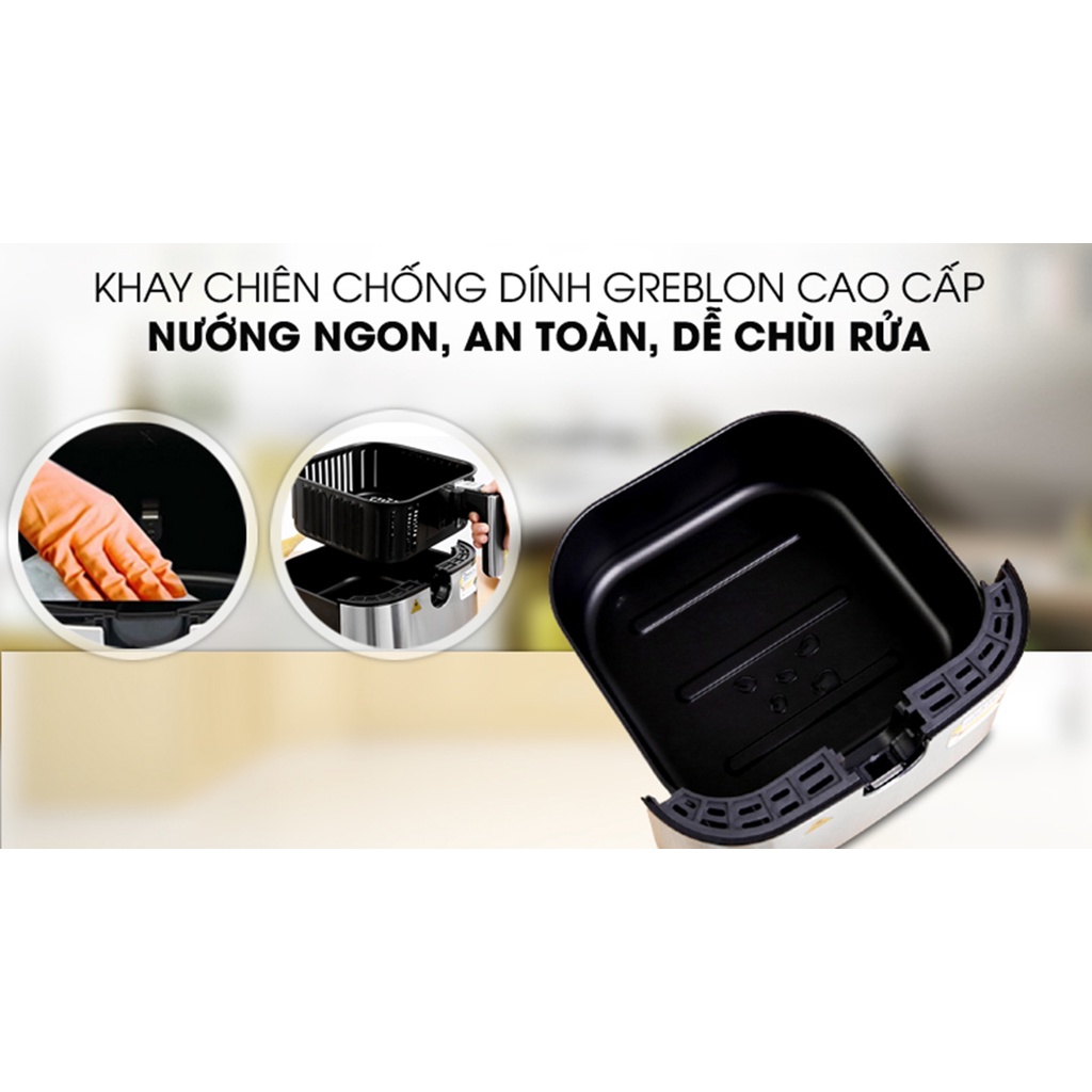 Nồi chiên không dầu Bluestone AFB-5878, Công suất cao 1700W, Dung tích 5.5 lít, Lớp chống dính Greblon, Bảo hành 2 năm