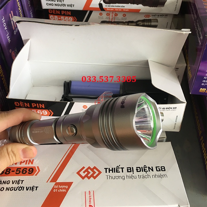 Đèn pin siêu sáng, đèn pin sạc G8 - 569 chống thấm nước, chống va đập