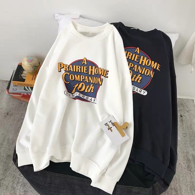 Áo nỉ dài sweater in chữ aniversary mùa xanh đen trắng phong cách mùa thu đông unisex Vương Nhất Bác (Yibo)