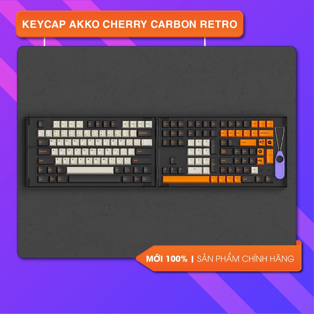 Bộ Keycap Akko Carbon Retro (Cherry profile/PBT Double-Shot/229 nút)