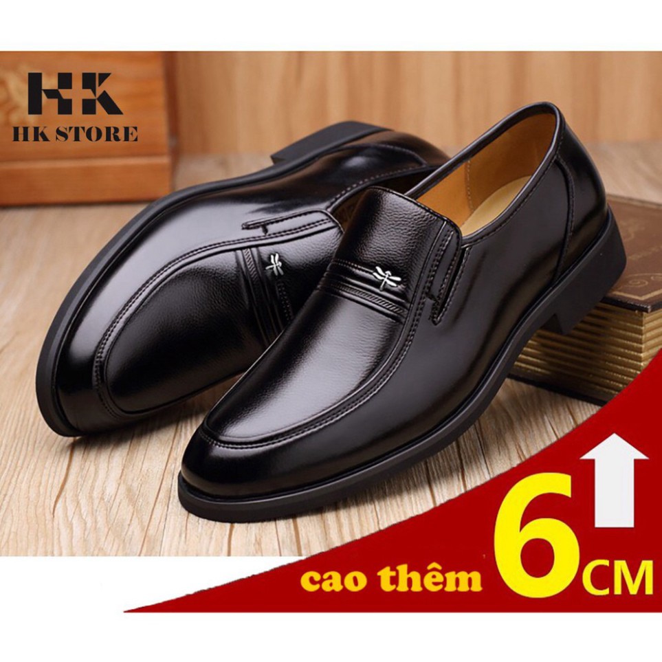 GIÀY DA NAM TRUNG NIÊN   HK.STORE da bò xịn hàng đẹp tăng chiều cao thêm 6cm kết hợp quần áo siêu đẹp (dd21)