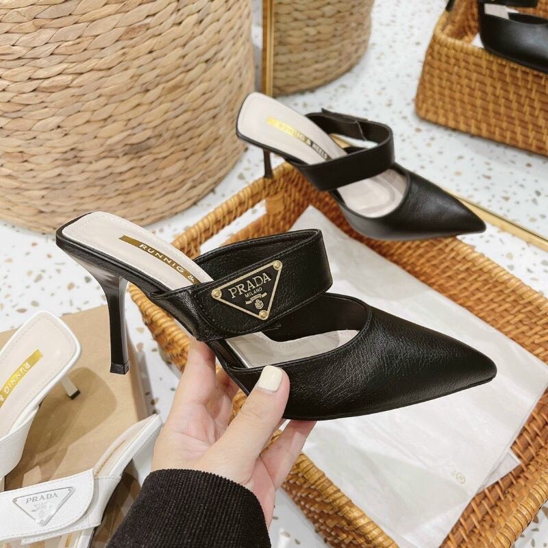 Dép sục mũi nhọn da sần quai nggang tag Rada gót nhọn 8cm