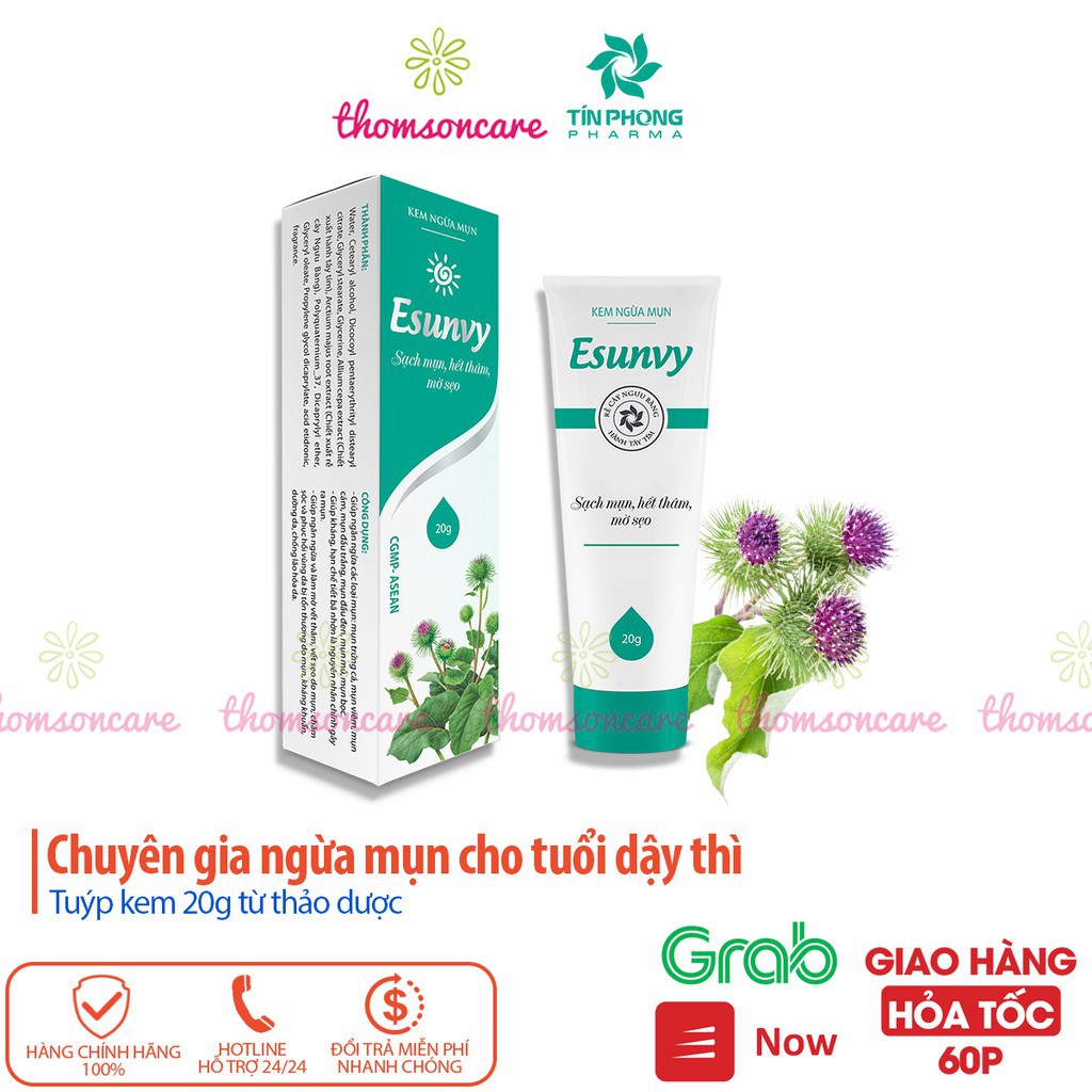 Kem bôi ngừa mụn Esunvy - Tinh chất thảo dược - giảm mụn, da dầu, mụn đầu đen, mụn cám, mụn trứng cá, ngừa sẹo