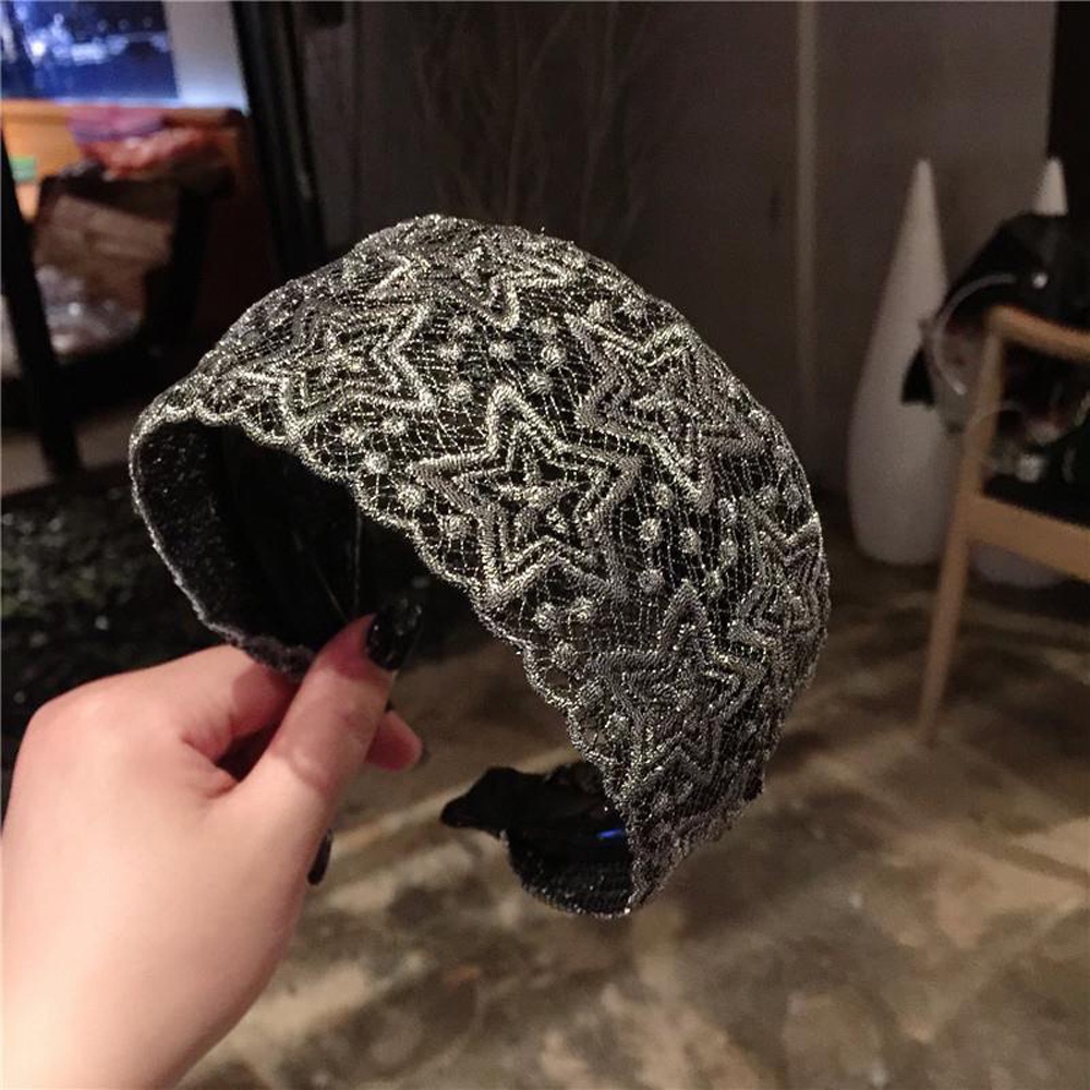 Băng đô vải lụa phối ren thêu họa tiết hoa phong cách vintage Hàn Quốc thời trang cho nữ