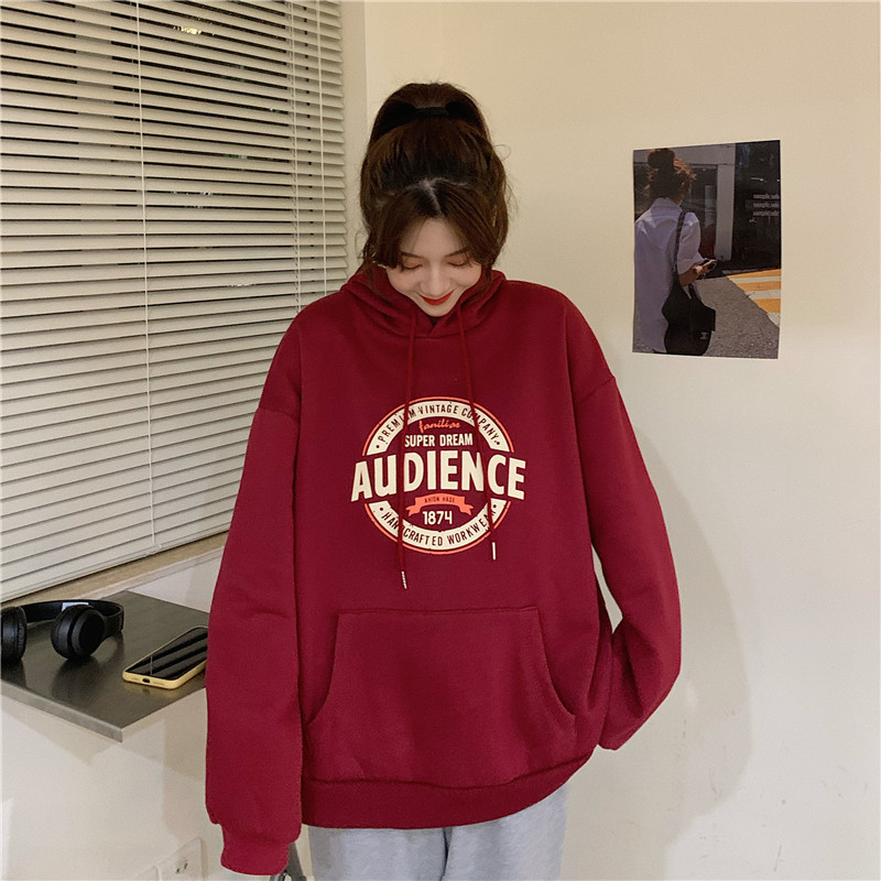 Áo hoodie nữ dáng rộng in hình hoạt hình có túi chất nỉ ngoại dày mịn thời trang gây bão thị trường việt