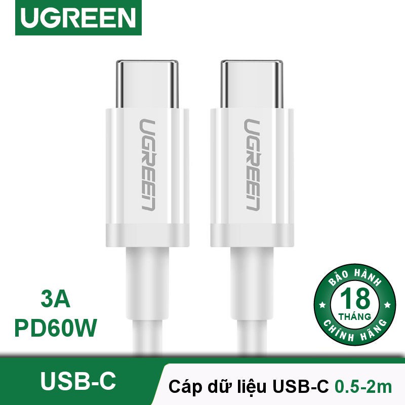 Cáp sạc nhanh Type C UGREEN US264 | Sạc nhanh dòng 3A |Vỏ bện nylo|Đầu hợp kim tản nhiệt tốt | Bảo hành 18 tháng 1 đổi1
