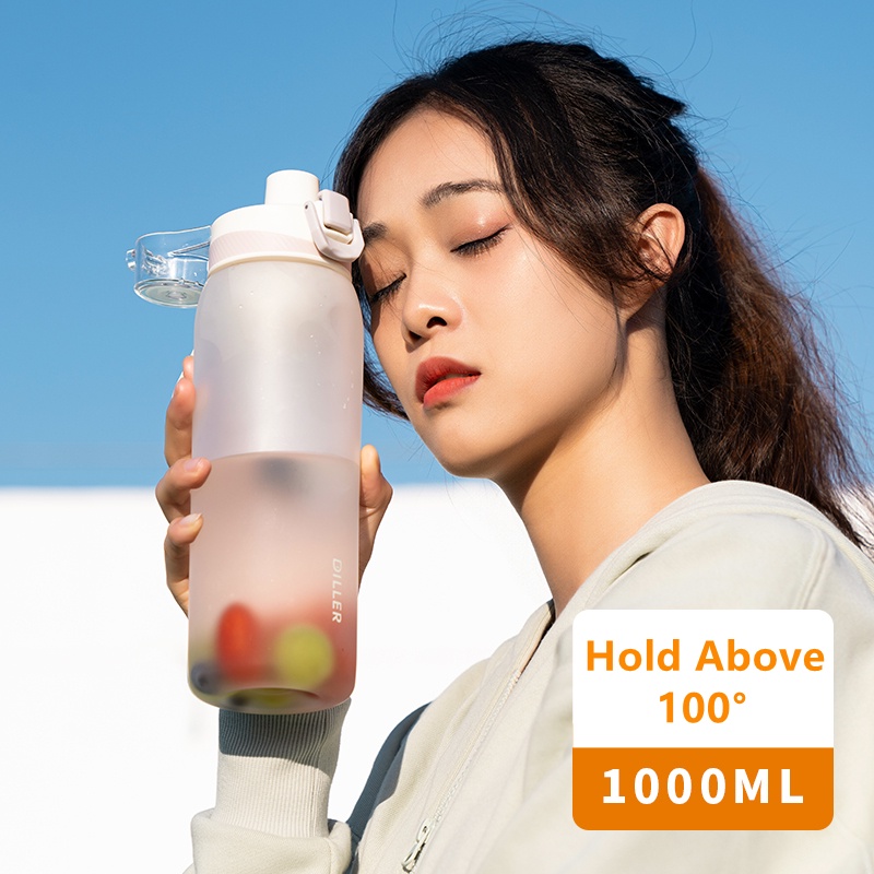 Bình nước DILLER D61 nhựa PC mòe chống rò rỉ có nắp đậy dung tích 1000ml