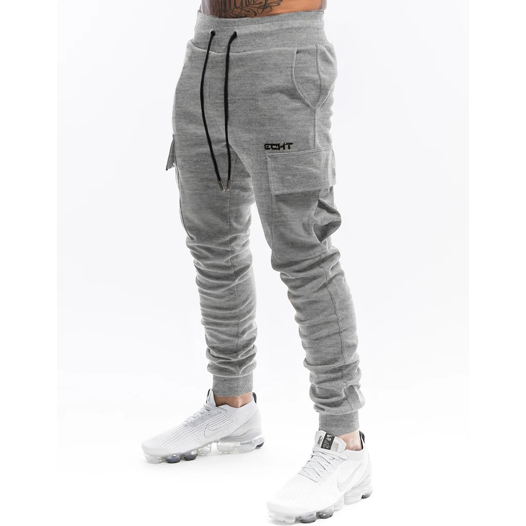 Quần dài tập gym nam, Quần Jogger ECHT Túi Hộp Chất Nỉ Thun Cotton Cao Cấp Co Dãn 4 Chiều