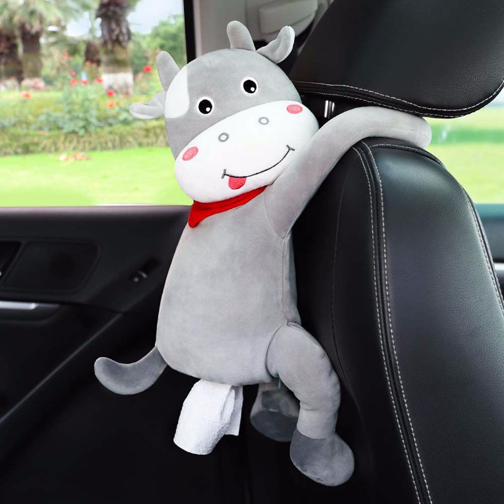 Hộp đựng khăn giấy hình thú nhồi bông xinh xắn nhiều màu gắn ghế ngồi ô tô