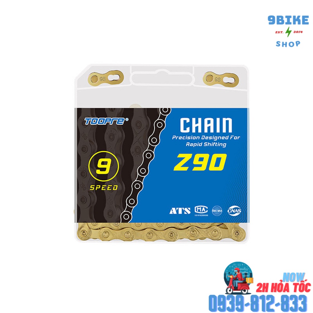 Sên xe đạp thể thao 9 tốc độ TOOPRE Màu vàng
