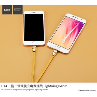 CÁP HOCO IRON MAN 2 ĐẦU MICRO VÀ LIGHTNING (AZ216902)