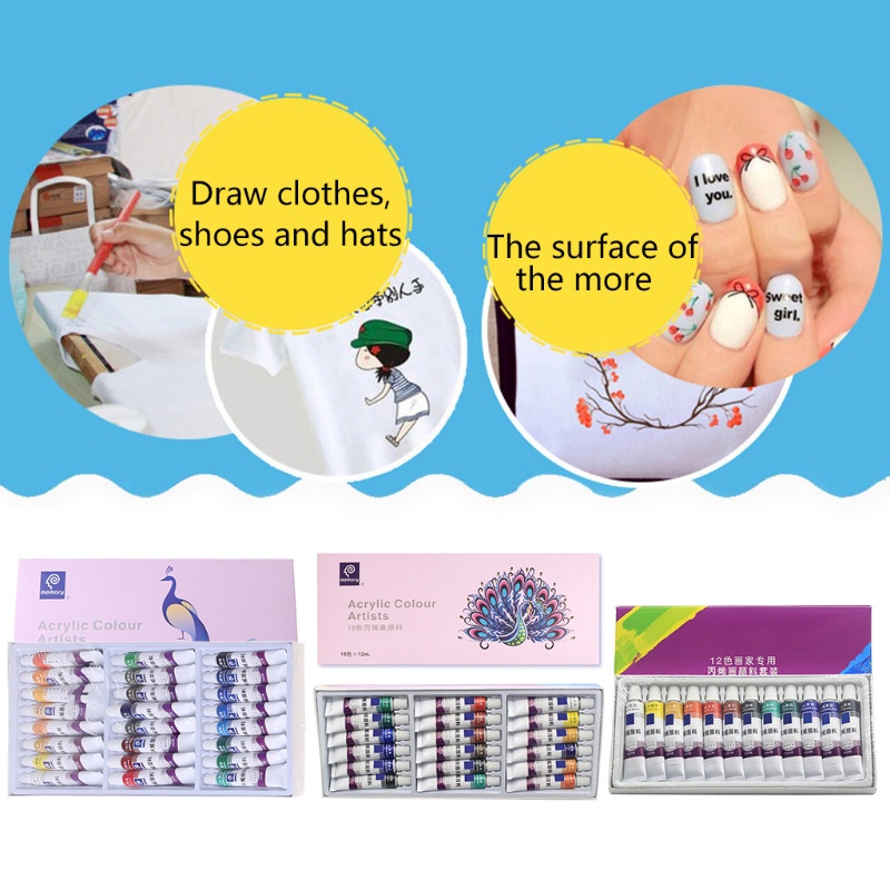 Bộ 12 / 18 / 24 Màu Vẽ Acrylic 12ml Cho Bé