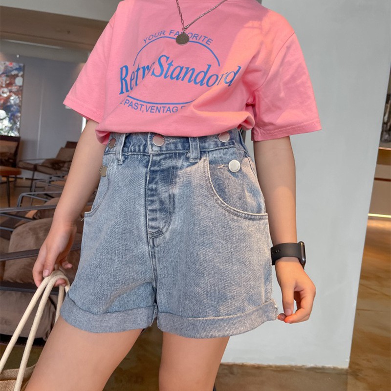 Quần short jean 3 màu cúc gấp gấu B64 CMX- 21007 cho bé trai bé gái, quần sooc cho bé