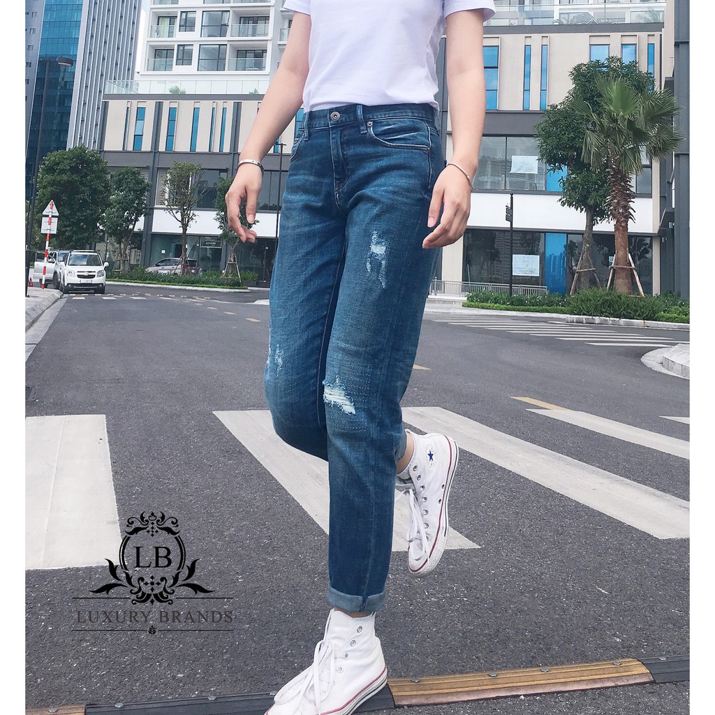 QUẦN BÒ JEANS RÁCH CHỈ CÀO XƯỚC ỐNG SUÔNG UNISEX NAM NỮ NĂNG ĐỘNG THỜI TRANG ULZZANG HÀN QUỐC HÀNG L1