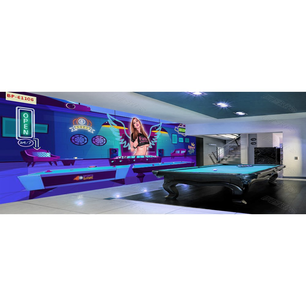 Tranh lụa 3d trang trí quán Bi-a Kích Thước 1,5m x 2m Bi-a 1