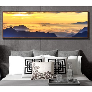 Tranh canvas treo tường phong cảnh hoàng hôn khổ ngang khung bản gỗ TTC20661 - 120 x 37 cm