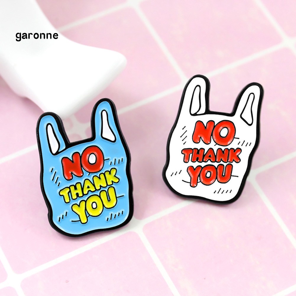 Cài áo hình đôi tai tráng men ngộ nghĩnh in chữ cái tiếng Anh &quot; No Thank You &quot;