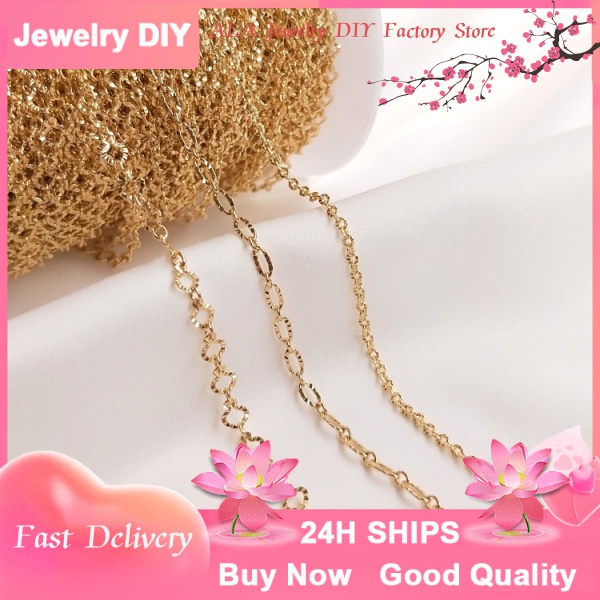💕Bán buôn đồ trang sức DIY💕Dây Chuỗi Xích Họa Tiết Chữ O Mạ Vàng 14K Đính Đá DIY Làm Trang Sức[Chuỗi / Vòng tay/Vòng cổ]