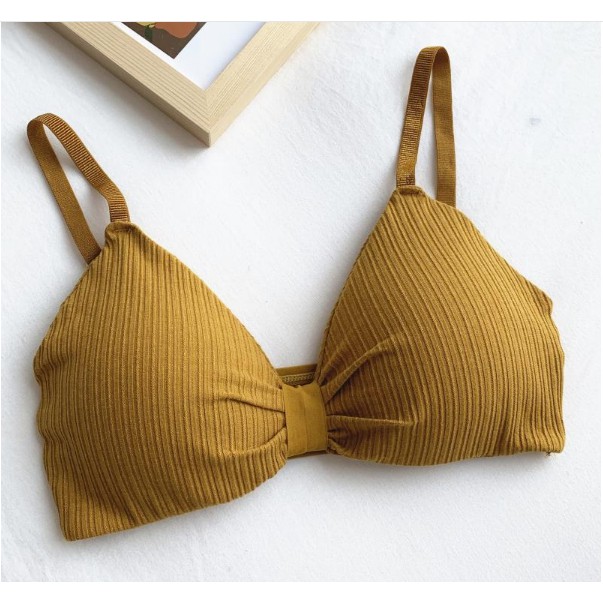 Áo ngực vải bralette thắt nơ cao cấp Áo lót nữ không gọng mút mỏng FSHOPP5