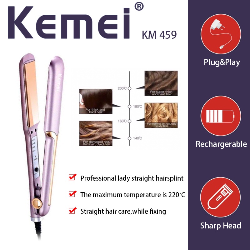Máy kẹp duỗi và uốn tóc KEMEI KM-459 2 trong 1 chuyên dụng dành cho nữ