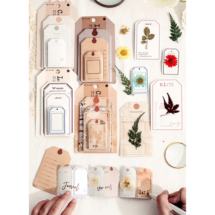 Peach 30Pcs Vintage tag tag message sticker pack Journal Scrapbook Decor Sticker